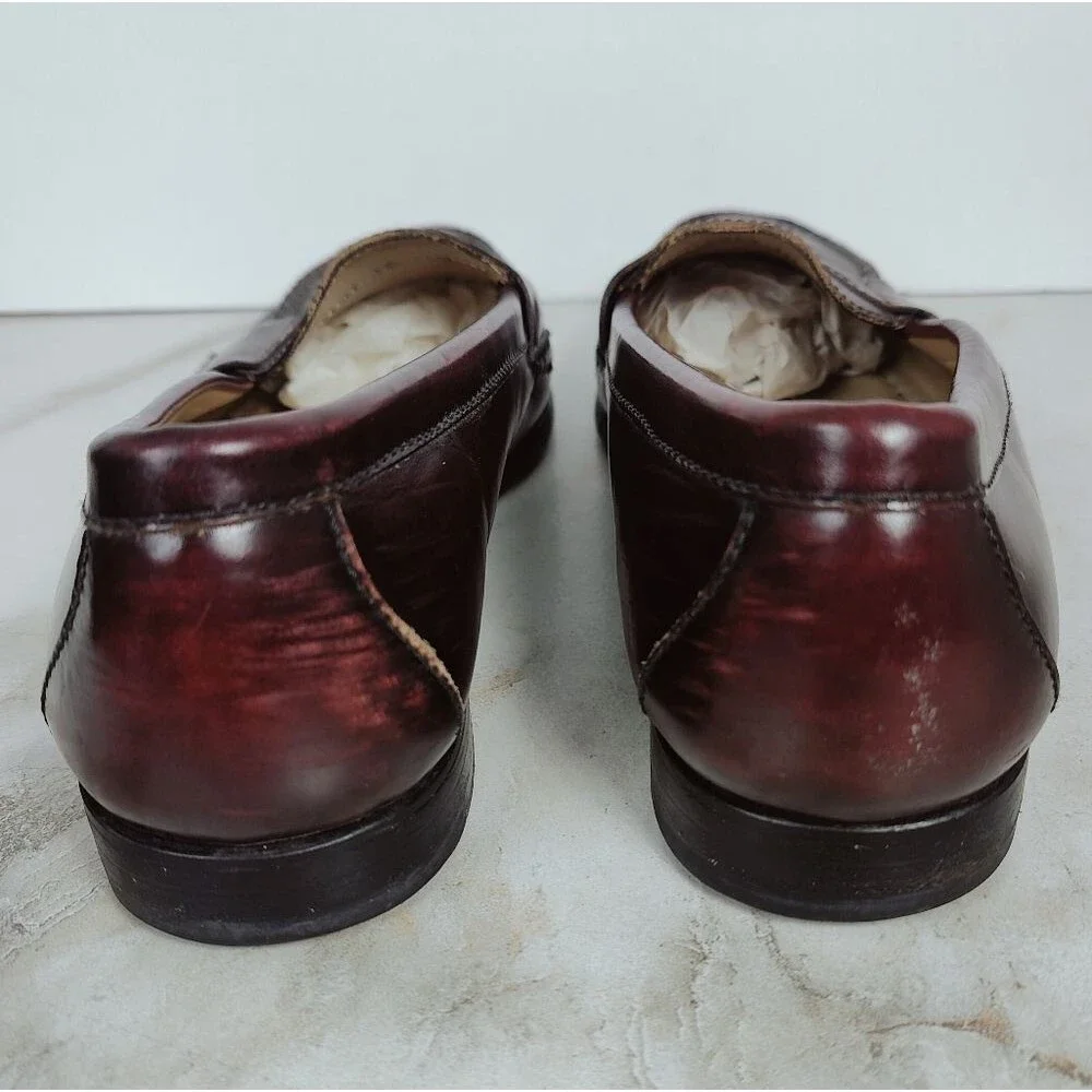 Cole Haan Men's Pinch Burgundy Leather Slip On Penny Loafers, Sz 10